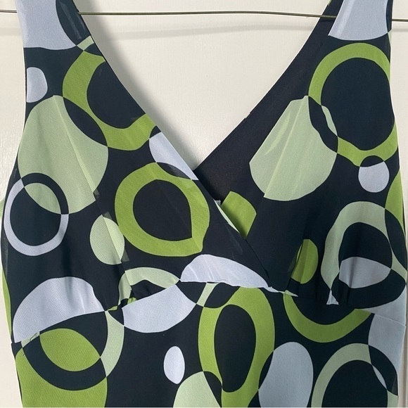 Dress Barn Double V-Neck Babydoll Hankerchief Hem Polka Dot Y2K Green Size 6 - Picture 5 of 10